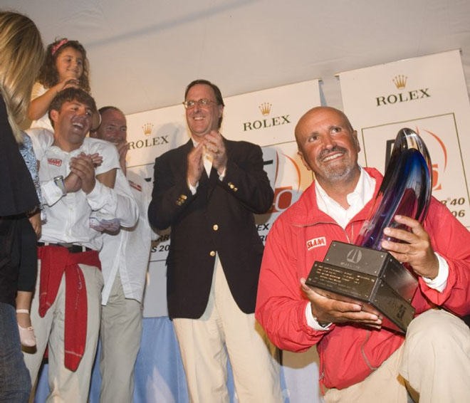 Vincenzo  Onorato receiving the Farr 40 World Cup - 2006 Rolex Farr 40 Championship ©  Rolex/Daniel Forster http://www.regattanews.com